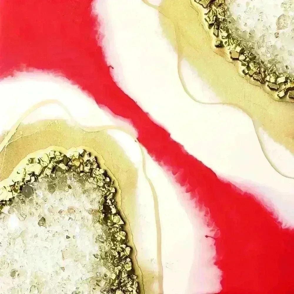 "Live With Passion" Red Resin Geode on Wood Panel